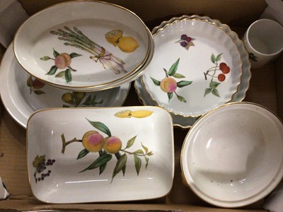 Lot 804 - Six boxes of china and glassware including Royal Worcester Evesham and Poole tea ware