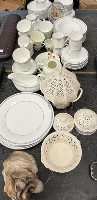 Lot 247 - Ceramics and glass including Waterford Crystal clock, Doulton Andante pattern tea service, cream ware other ceramics