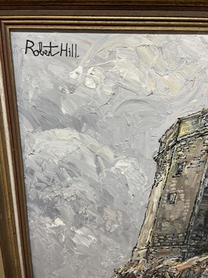 Lot 1162 - Robert William Hill (1932-1990), oil on board - Edinburgh Castle, signed, 122cm square, framed