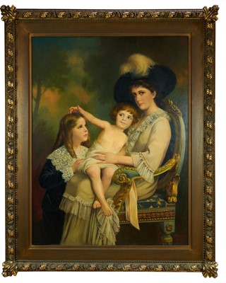 Lot 1191 - Otto Merkel (1869-1939) oil on canvas - mother and children, signed and dated 1925, in gilt frame