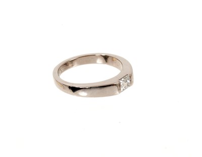 Lot 505 - Cartier diamond ring with a princess cut diamond estimated to weigh approximately 0.25cts in 18ct white gold setting.