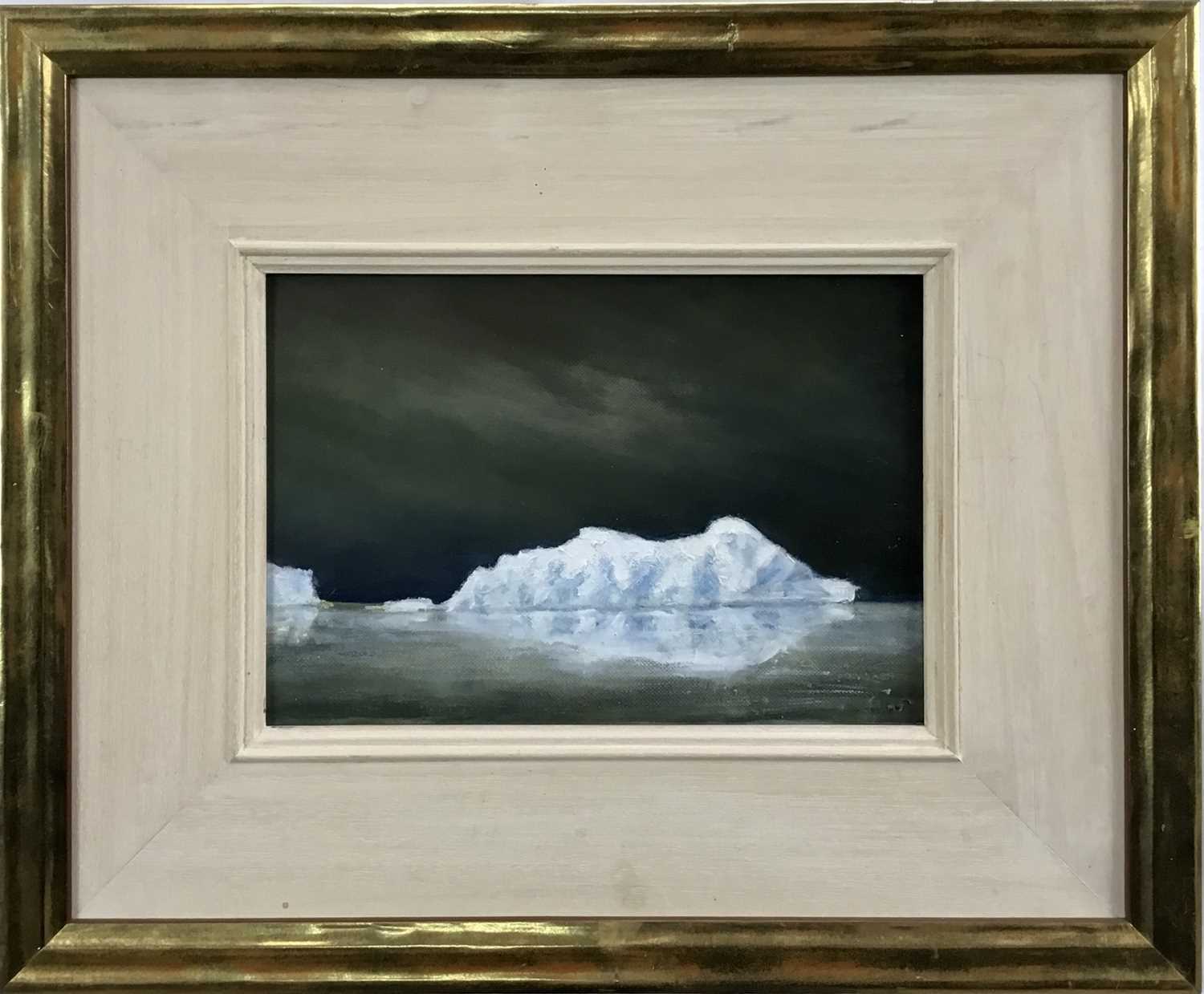 Lot 69 - David Slater (b.1943) oil on board - ‘The Cold Arctic’, monogrammed, 24cm x 16.5cm, in gilt frame