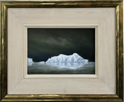 Lot 69 - David Slater (b.1943) oil on board - ‘The Cold Arctic’, monogrammed, 24cm x 16.5cm, in gilt frame