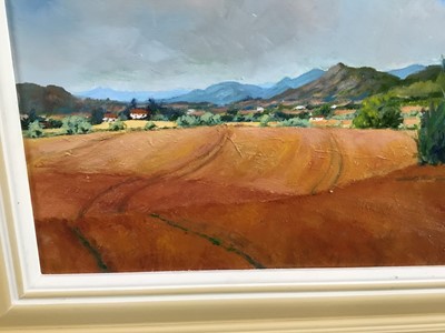 Lot 59 - David Slater (b.1943) oil on board - ‘Cornfields, Provence’, monogrammed, 39cm x 29cm, framed