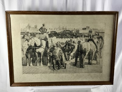 Lot 163 - French School, early 20th century, black and white etching 'Grand Hotel Larbois' Aix-en-Provence, titled in ink, in glazed frame