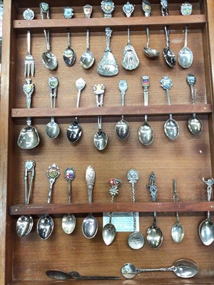 Lot 1102 - Collection of souvenir spoons in display case