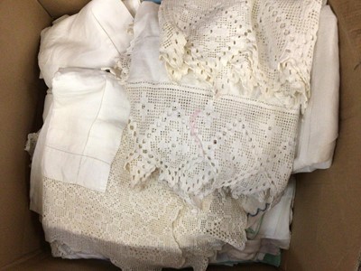 Lot 824 - Two boxes of lace and other textiles