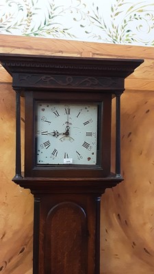 Lot 897 - George III oak and fruitwood crossbanded longcase clock, with pendulum and one weight