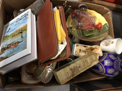 Lot 830 - Box of sundry items including plated flat ware