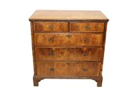 Lot 1103 - Early 18th century walnut crossbanded chest of...