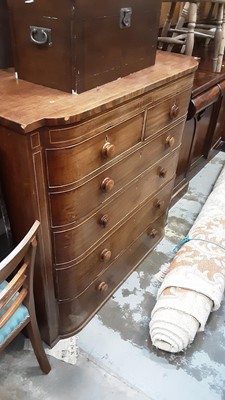 Lot 1235 - Nineteenth century mahogany chest of two short and three long graduated drawers, 120cm wide, 54cm deep, 112cm high