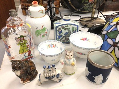 Lot 376 - Herend vase and cover, two Shelley Crochet pattern bowls, Beswick Beatrix Potter Tabitha Twitchet and other decorative items