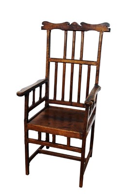 Lot 1432 - Unusual late 19th century Arts and Crafts oak open armchair