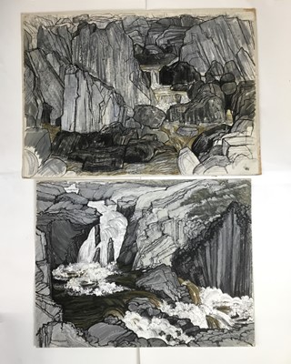 Lot 21 - *Dione Page (1936-2021) two works, gouache and pastel on paper - 'Afon Gamlan’ and ‘River Doe Yorkshire’, signed titled and dated, unframed