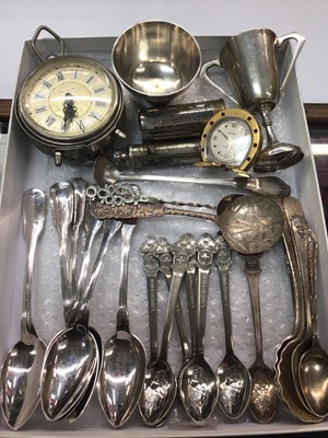 Lot 1020 - Seven Rolex souvenir spoons, set of six Continental silver (800) teaspoons, white metal miniature trophy, other plated items and sundries