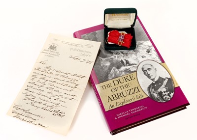 Lot 5 - HRH The Duke of d'Abruzzi, Fine Victorian diamond and ruby scarf clip with original letter from the Royal jewellers Henry Lewis & Co, 172 New Bond Street, London. Sept. 7th 1898.