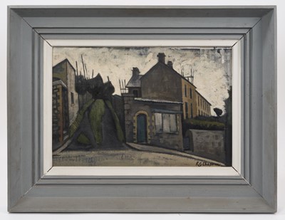 Lot 1249 - *George Chapman (1908-1994) oil on canvas board, 'The Lane',  signed K G Chapman, inscribed verso, 22cm x 46cm, in painted frame