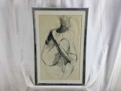 Lot 86 - Toni Hayden, pen on paper, figure study, together with another figure study in pencil, signed below mount, both framed