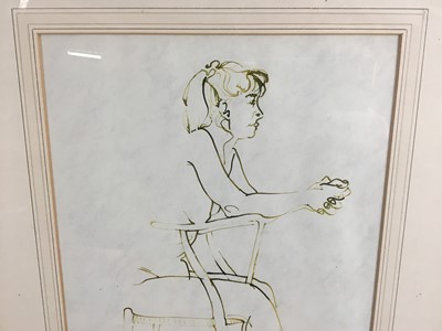 Lot 75 - Toni Hayden, pen on paper, figure study, together with another figure study in pencil, signed below mount, both framed
