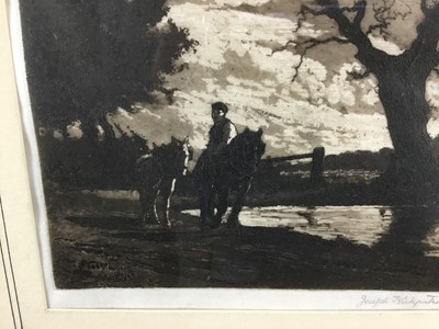 Lot 112 - Joseph Kirkpatrick, mezzotint - plough team beside a river, 17cm x 12cm, framed, 33cm x 43cm overall
