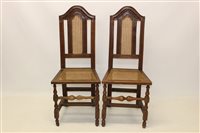 Lot 1110 - Pair of 17th century and later caned oak side...
