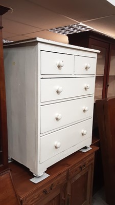 Lot 1249 - Victorian painted pine chest of two short and three long drawers, 85cm wide, 52cm deep, 108.5cm