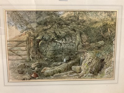 Lot 188 - Charles Landseer (1799-1879) watercolour - rural landscape with a spring, signed, 30cm x 47cm, in glazed gilt frame