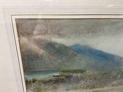 Lot 1253 - Albert Goodwin (1845-1932), watercolour, The Summer Storm, Locarno, Lago Maggiore, inscribed, signed and dated 1912, 28cm x 45cm, in glazed frame