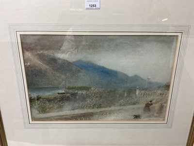 Lot 1253 - Albert Goodwin (1845-1932), watercolour, The Summer Storm, Locarno, Lago Maggiore, inscribed, signed and dated 1912, 28cm x 45cm, in glazed frame