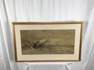 Lot 190 - Edward Duncan (1803-1882) pencil and watercolour - The Goodwin Sands, monogrammed, 34cm x 70cm, exhibition label verso dated 1863, in glazed frame