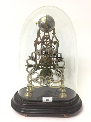 Lot 879 - Victorian Gothic skeleton clock, under glass dome.