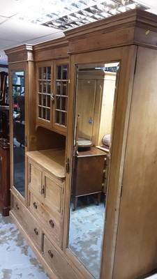 Lot 1346 - Early 20th century birch compactum breakfront wardrobe