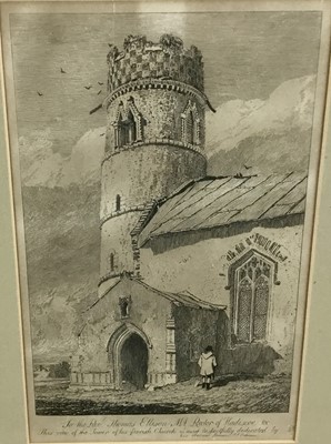 Lot 77 - John Sell Cotman (1782-1842) etching - view of Hadiscoe church Norfolk, 18.5cm x 30cm