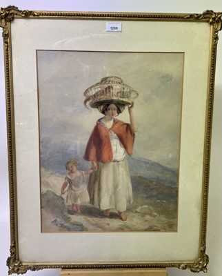 Lot 170 - Paul Falconer Poole (1807-1879), watercolour, Travelling to Market, signed, indistinctly dated, 49cm x 37cm, in glazed gilt frame