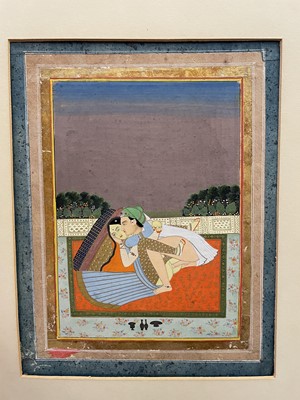 Lot 184 - Pair of 18th / 19th century Indo-Persian erotic gouache scenes.