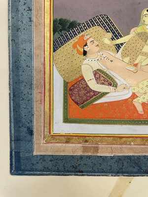 Lot 184 - Pair of 18th / 19th century Indo-Persian erotic gouache scenes.