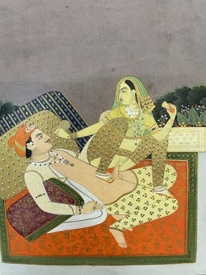 Lot 259 - Pair of 18th / 19th century Indo-Persian erotic gouache scenes.
