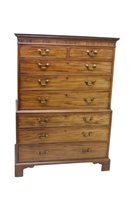 Lot 1116 - Good George III mahogany chest on chest of...