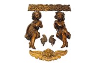 Lot 1117 - Large finely Carsved pair of oak...