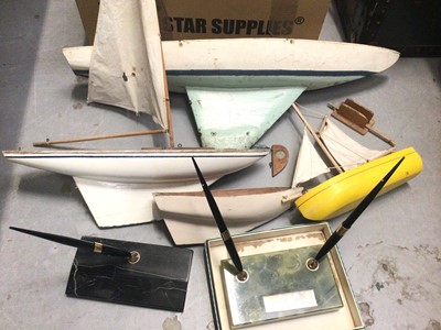 Lot 348 - Wooden model sailing boats, Sheaffer pen holder and one other