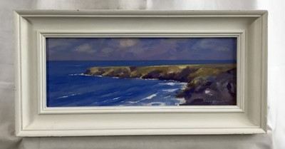 Lot 36 - James Hewitt (b. 1934) oil on board - ‘Summer in Cornwall’, signed and titled verso, 38cm x 14cm, framed