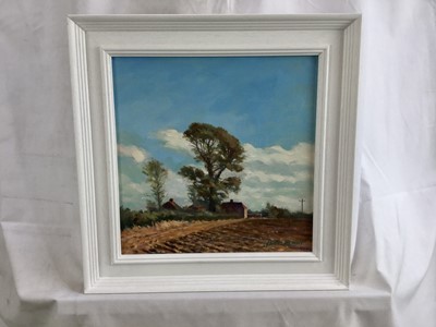 Lot 38 - James Hewitt (b. 1934) oil on canvas - ‘The Elm at Little Braxted’, signed, 29cm x 29cm, framed