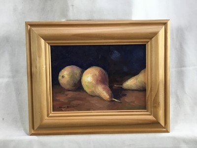 Lot 41 - James Hewitt (b. 1934) oil on board - ‘Study of Pears’, signed, 17cm x 12cm, framed