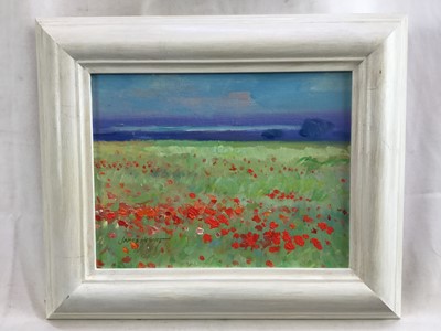 Lot 49 - James Hewitt (b. 1934) two works, oil on board - ‘Early Summer Landscape Distant Blackwater’ and ‘Late July Cornfield’, signed and dated 2008, framed