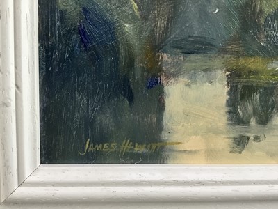 Lot 50 - James Hewitt (b. 1934) two works, oil on board -  both entitled ‘Summer Water’, signed and titled verso, framed