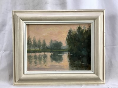 Lot 50 - James Hewitt (b. 1934) two works, oil on board -  both entitled ‘Summer Water’, signed and titled verso, framed