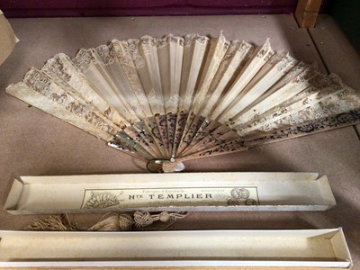 Lot 876 - Victorian lace and mother of pearl with original Hte Templier box