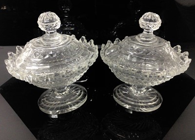 Lot 207 - Pair of Regency cut glass urns and covers