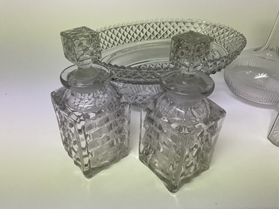 Lot 116 - Good quality Regency cut glass bowl/liner, pair of decanters and two other Edwardian cut glass decanters (5)