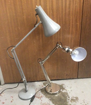 Lot 355 - Vintage grey painted anglepoise table lamp and similar style chrome lamp (2)